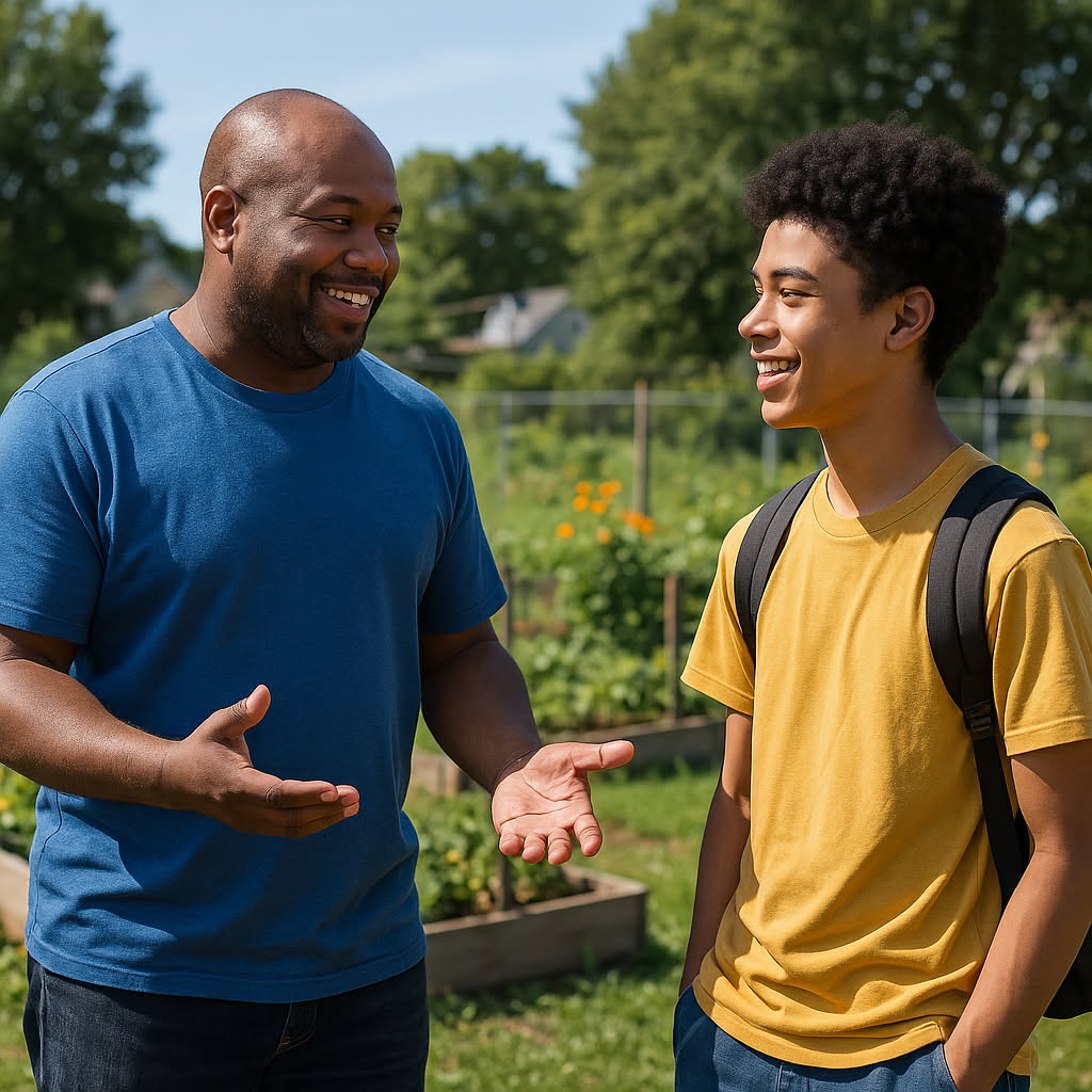 Mentor talking with a young person
